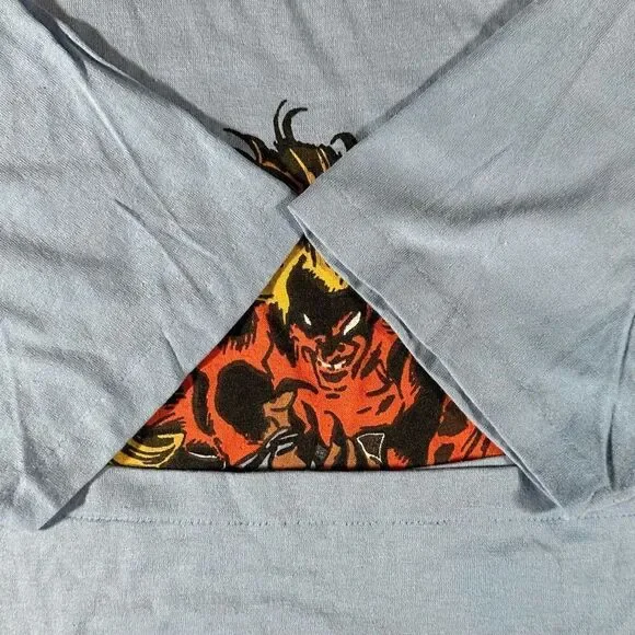 Vintage Touch Of Gold Wolverine Sabretooth Marvel Comics T-Shirt Med Blue 80's